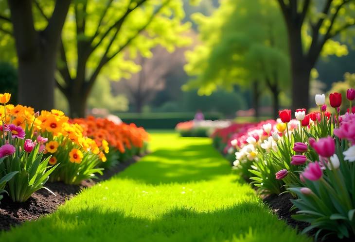 Vibrant Spring Blooms in a Beautiful Garden